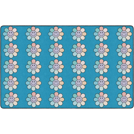 Pastel Flowers Happy Face Seating Rug