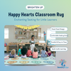 Classroom rug with children and a teacher in a classroom setting.