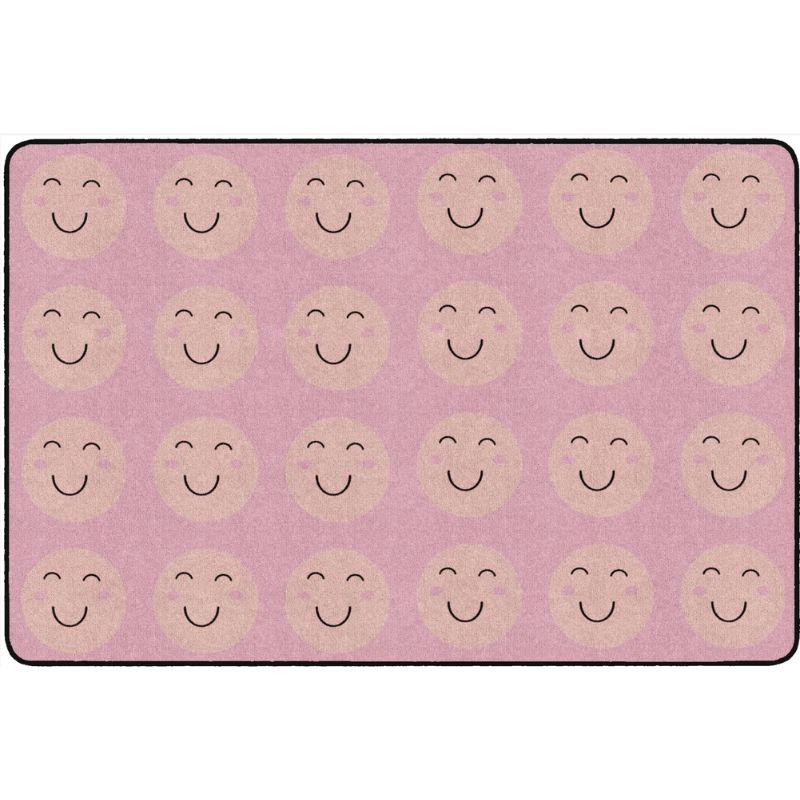 Smiley Face Peach Classroom Seating Rug