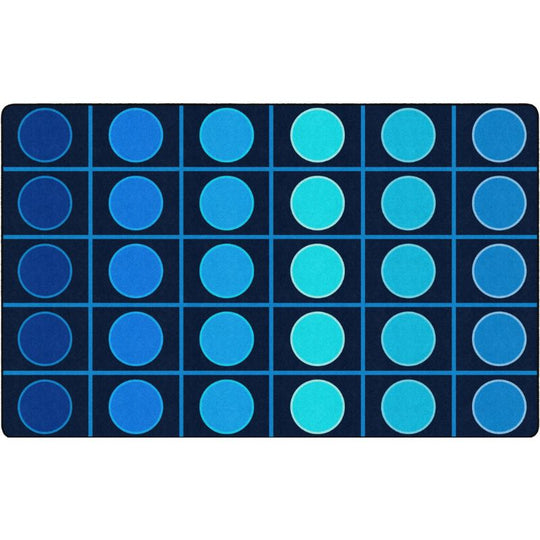 Ocean Blue Grid and Circle Seating Rug