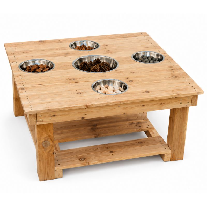 Outdoor Wood Messy Activity Table with Bowls