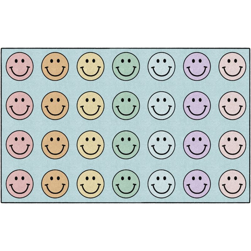 Pastel Rainbow Smiley Face Seating Rug