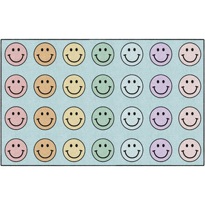 Pastel Rainbow Smiley Face Classroom Seating Rug