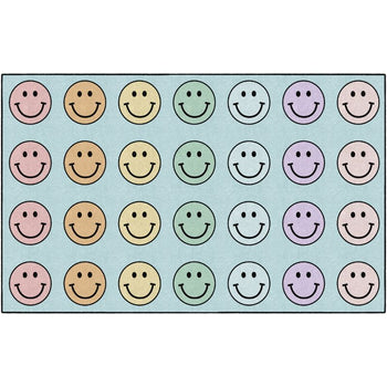Pastel Rainbow Smiley Face Seating Rug