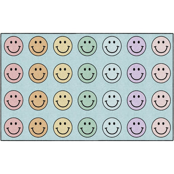 Pastel Rainbow Smiley Face Seating Rug
