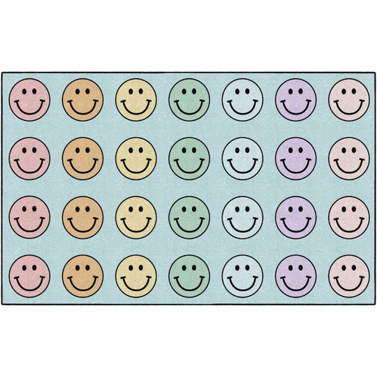 Pastel Rainbow Smiley Face Seating Rug