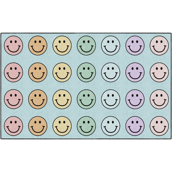 Pastel Rainbow Smiley Face Seating Rug