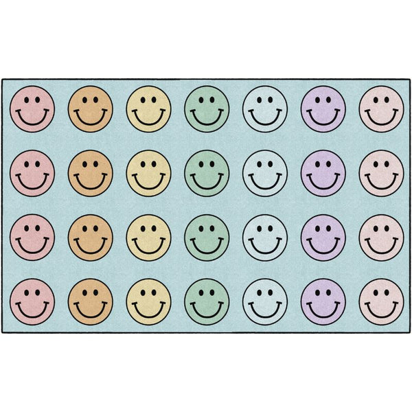 Pastel Rainbow Smiley Face Seating Rug