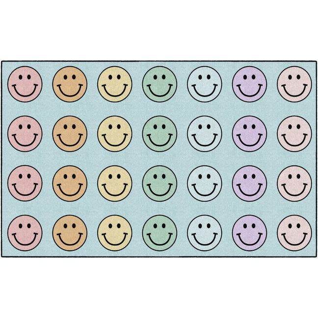 Pastel Rainbow Smiley Face Seating Rug