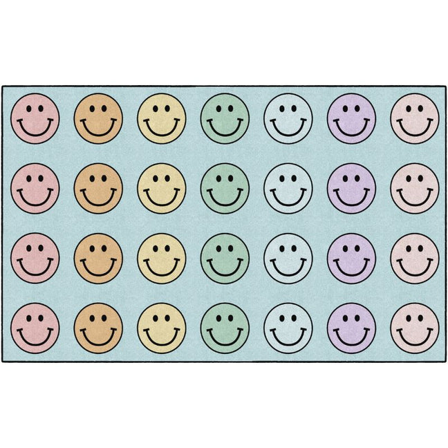 Pastel Rainbow Smiley Face Seating Rug