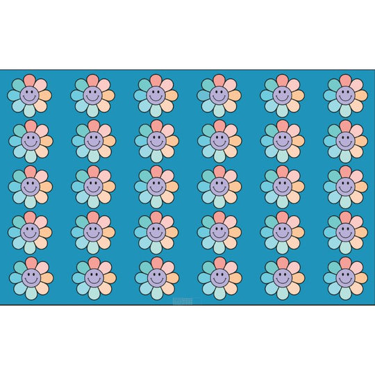 Pastel Flowers Happy Face Seating Rug