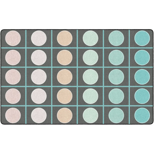 Pastel Paradise Grid and Circles Seating Rug