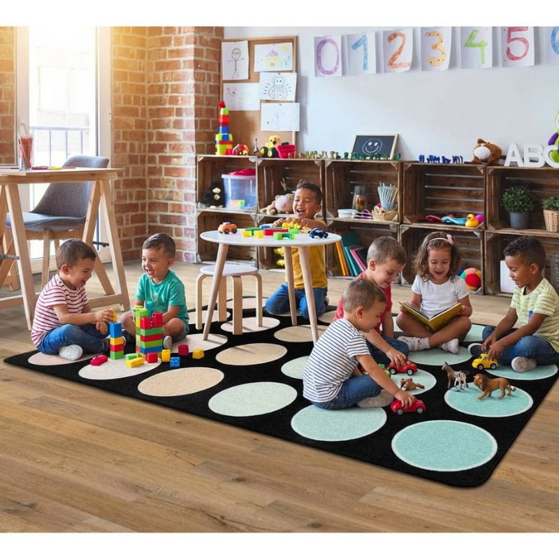 Pastel Paradise Dots Classroom Rugs for Cozy Learning Spaces