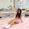 Smiley Face Peach Oasis Classroom Seating Rug