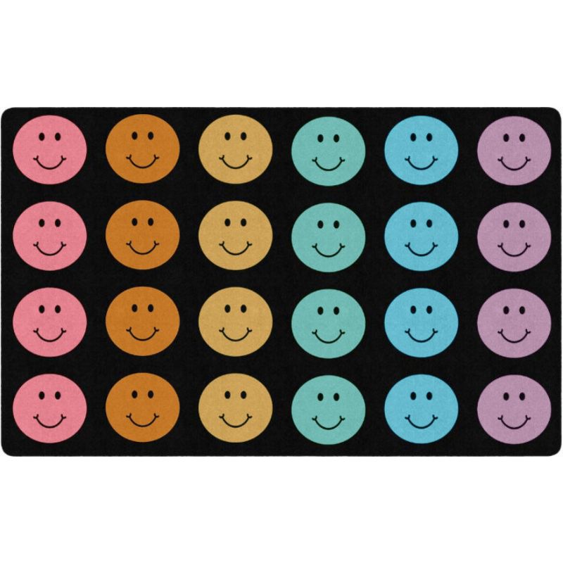 Rainbow Reflections Happy Face Classroom Rug