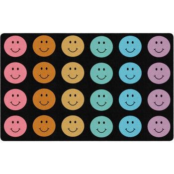 Rainbow Reflections Happy Face Classroom Rug