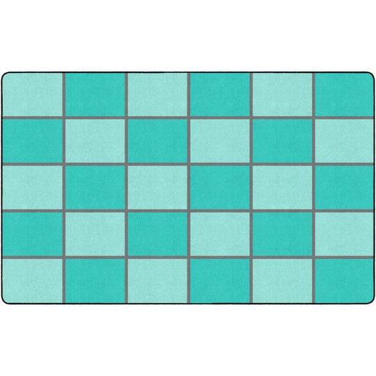 Seafoam Symphony Checkered Classroom Rug