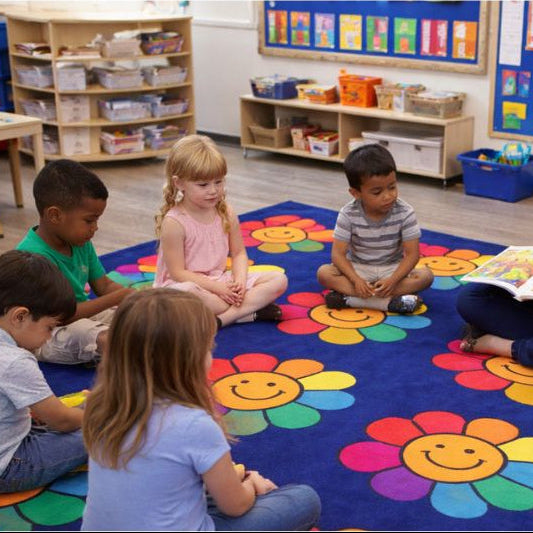 SensoryEdge Rainbow Flowers Classroom Seating Rug