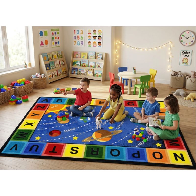 Space Alphabet Area Rug
