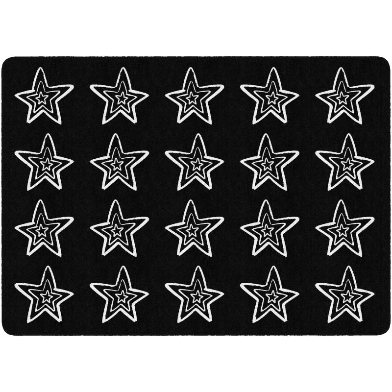 Black classroomrug with white star patterns
