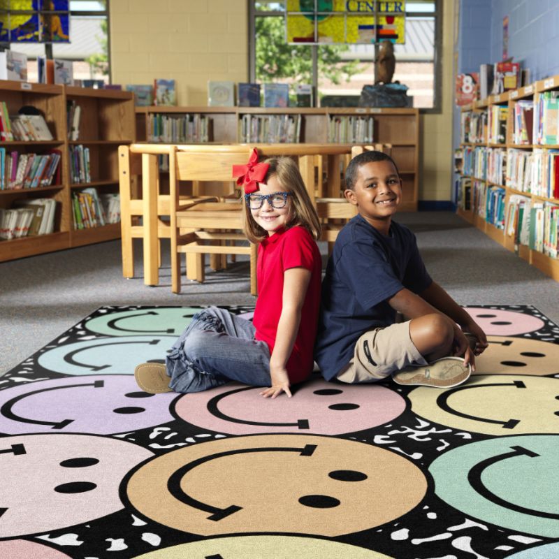 Pastel Rainbow Smiley Faces Notebook Rug