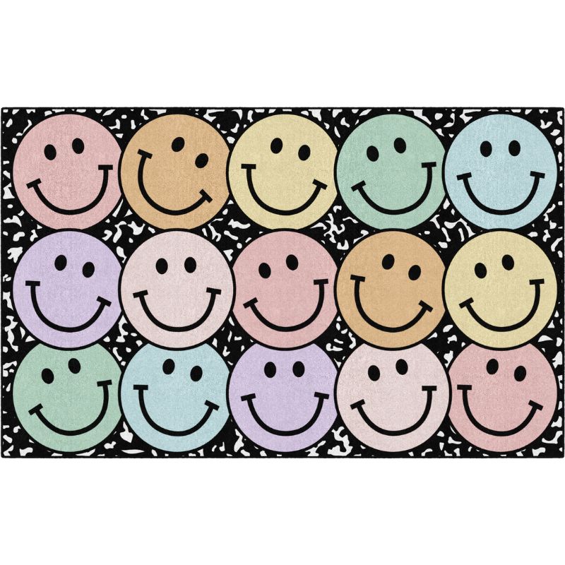 Pastel Rainbow Smiley Faces on Notebook Rug