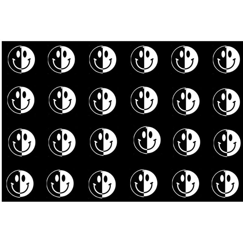 Black and White Happy Face Seating Rug