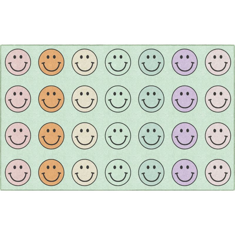 Smiley Faces on Mint School Seating Rug
