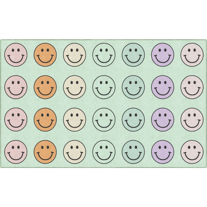 Smiley Faces on Mint School Seating Rug
