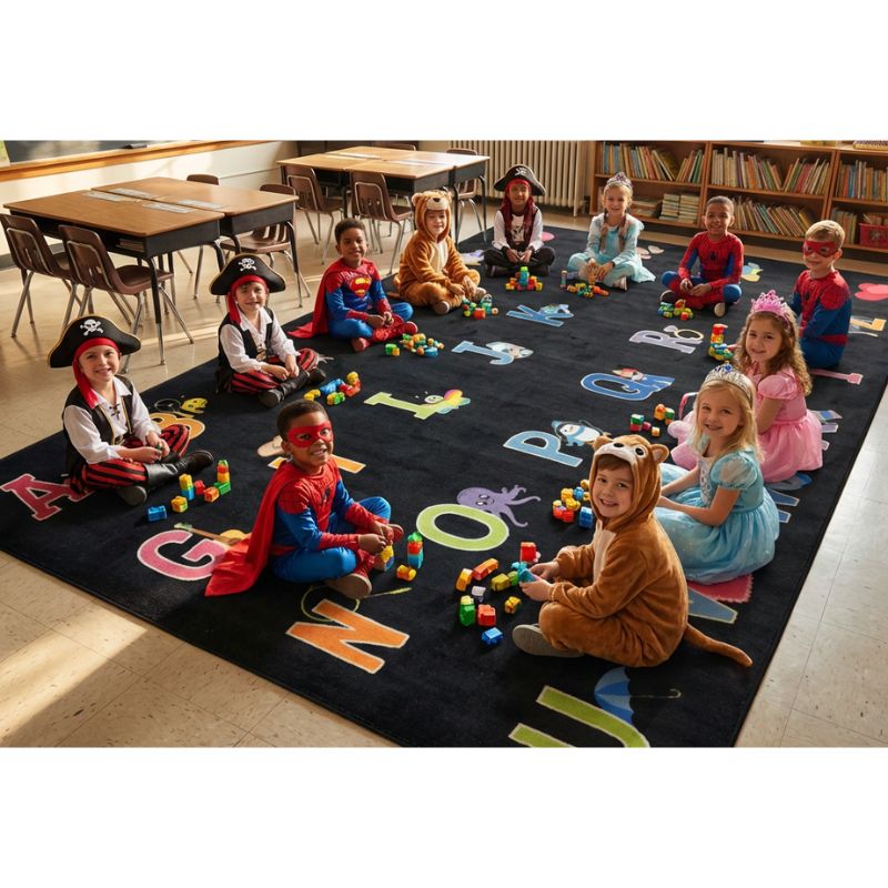 Alphabet Pictures Classroom Seating Rug