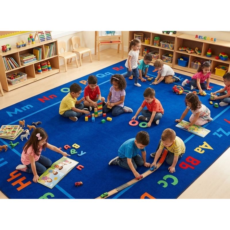 Alphabet Upper and Lower Case Border Rug