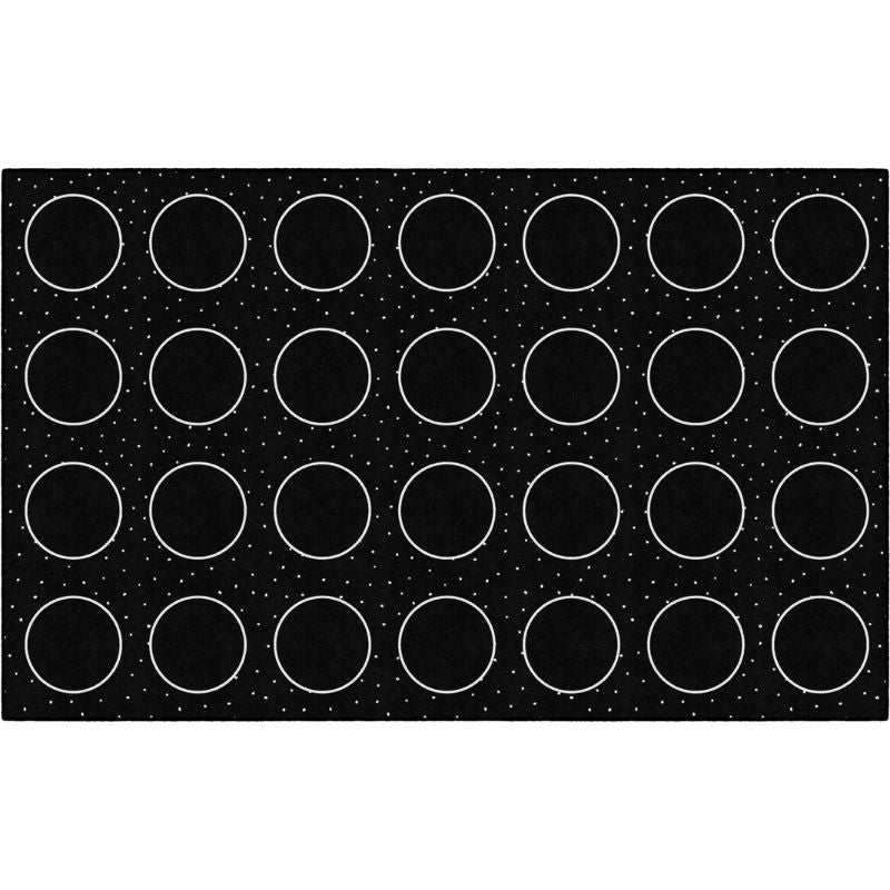 Black and White Circles and Dots Seating Rug