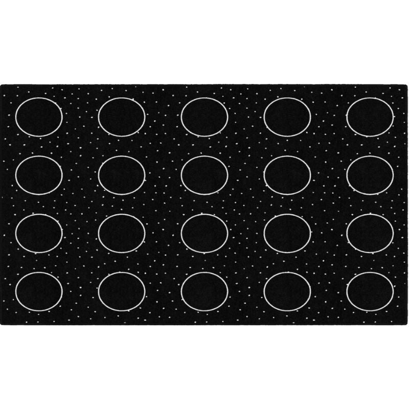 Black and White Circles and Dots Seating Rug