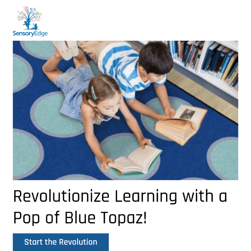 Blue Topaz Circles Classroom Seating Rug