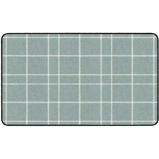 Blue Check Farmhouse Classroom Rug