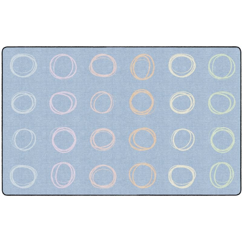 Circle Sampler Pastel on Blue Classroom Rug