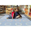 Circle Sampler Pastel on Blue Classroom Rug