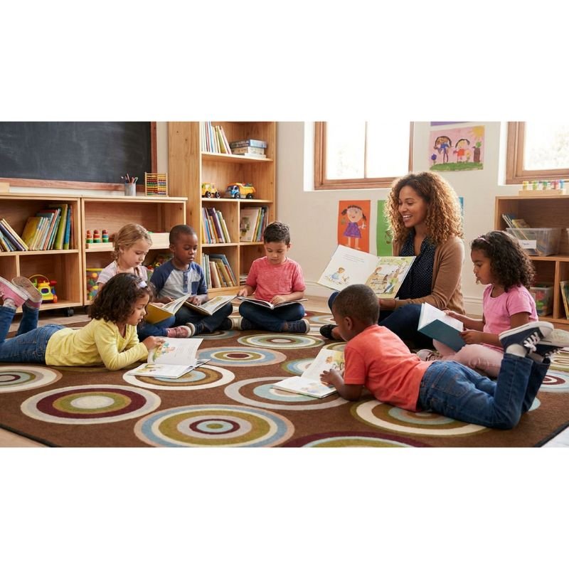 Color Rings Earth Tone Seating Rug