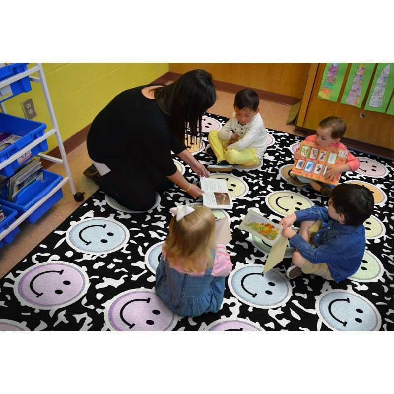 Composition Book with Pastel Smiley Faces Rug