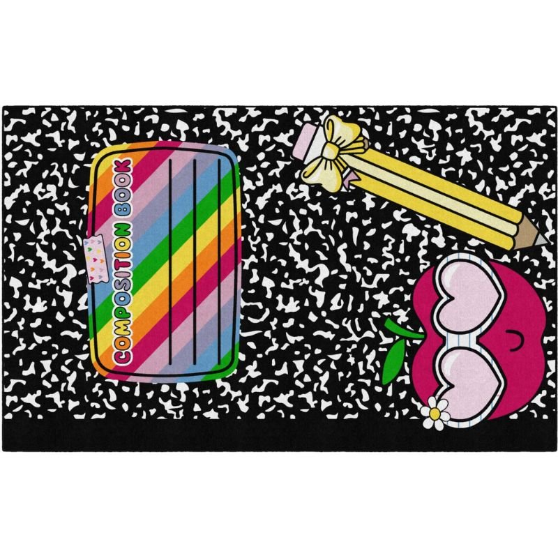 Composition Book with Pencil and Apple Rug