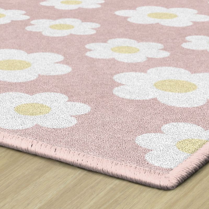 Daises on Pink Area Rug