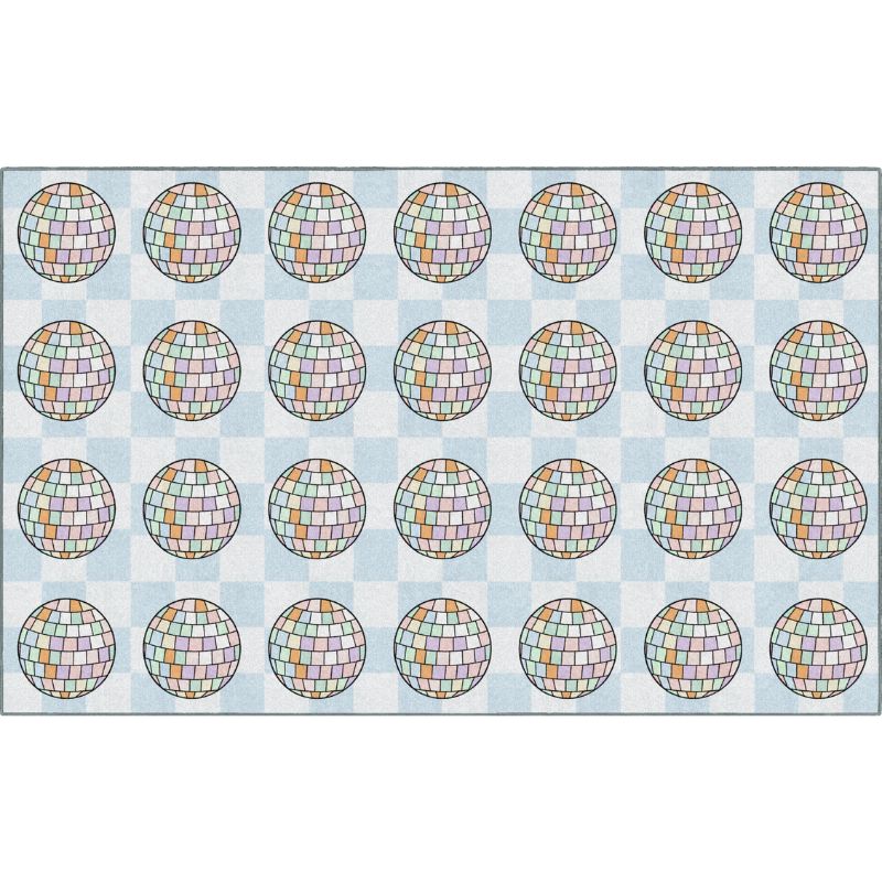 Disco Balls on Checkerboard Classroom Rug