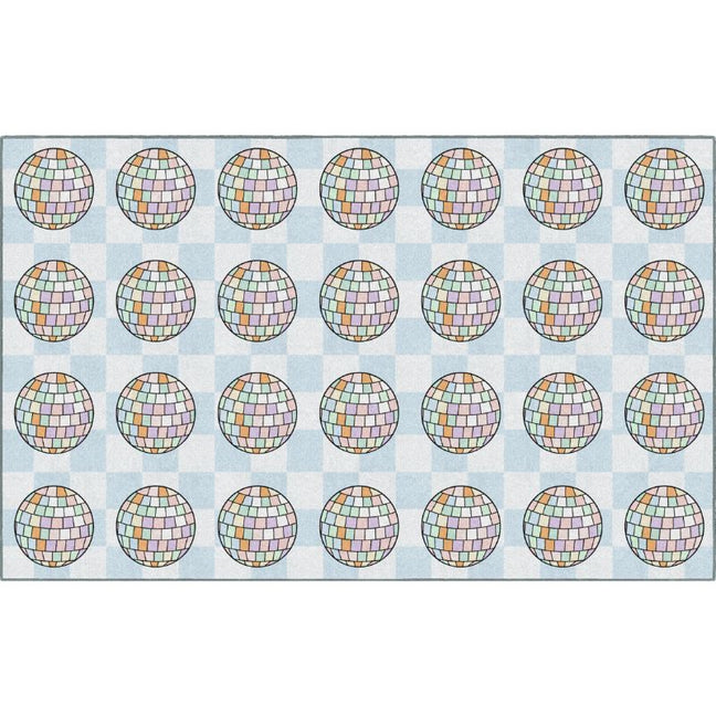 Disco Balls on Checkerboard Classroom Rug