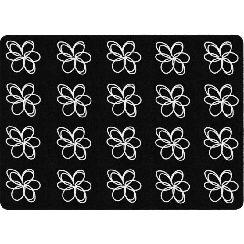 Flower Sampler Black and White Seating Rug