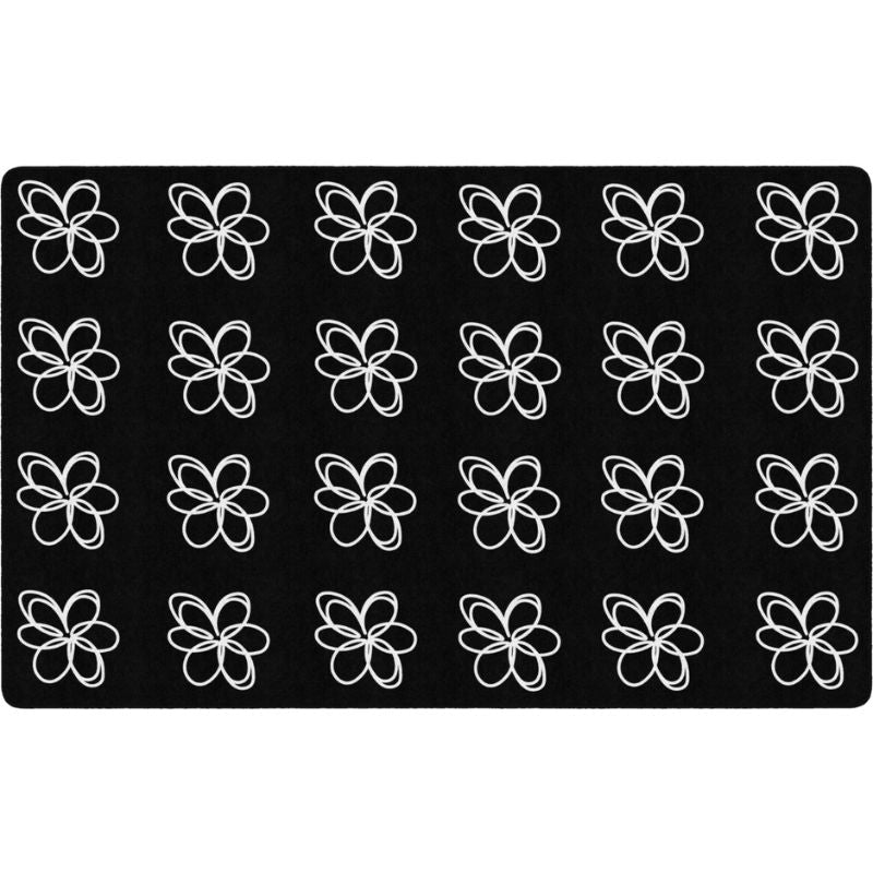 Flower Sampler Black and White Seating Rug