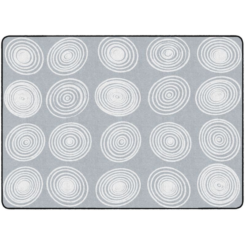 Grey & White Seating Circles Classroom Rug