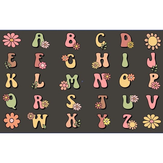 Groovy Alphabet and Flowers Seating Rug