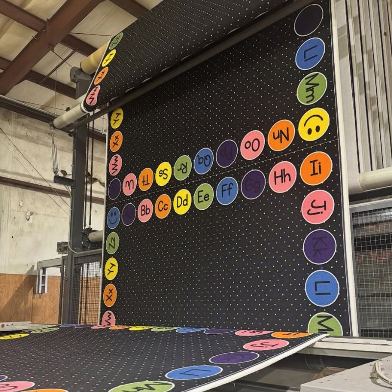 Happy Face ABC's Border on Black Classroom Rug