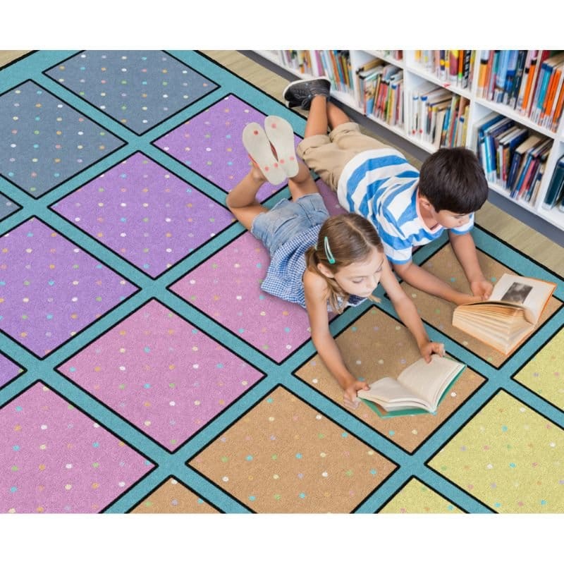 Fun Square Kids Rug Happy Squares Seating Children's Early Education Area Rug