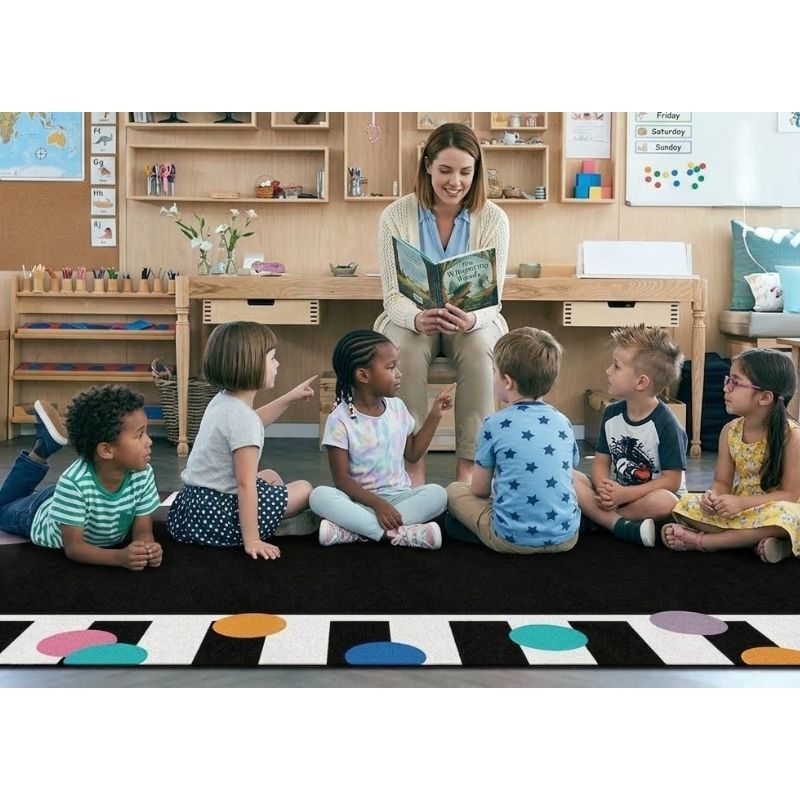 Just Teach Polka Dot Border School Rug